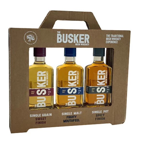 The Busker Set Met Single Grain, Single Malt En Single Pot 3 The Busker Set Met Single Grain, Single Malt En Single Pot